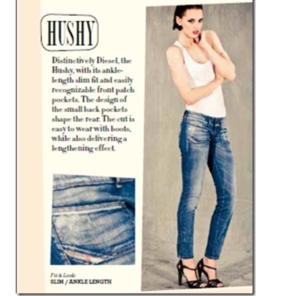 DIESEL HUSHY Women Distressed Slim fit Ankle Length Jeans Denim 25W 29L 25